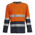 150g Long Sleeve Safety T-Shirt - Navy/Orange