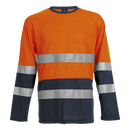 150g Long Sleeve Safety T-Shirt - Navy/Orange