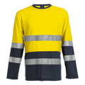 150g Long Sleeve Safety T-Shirt - Navy/Yellow